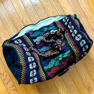 Black Duffel with Rainbow Detail